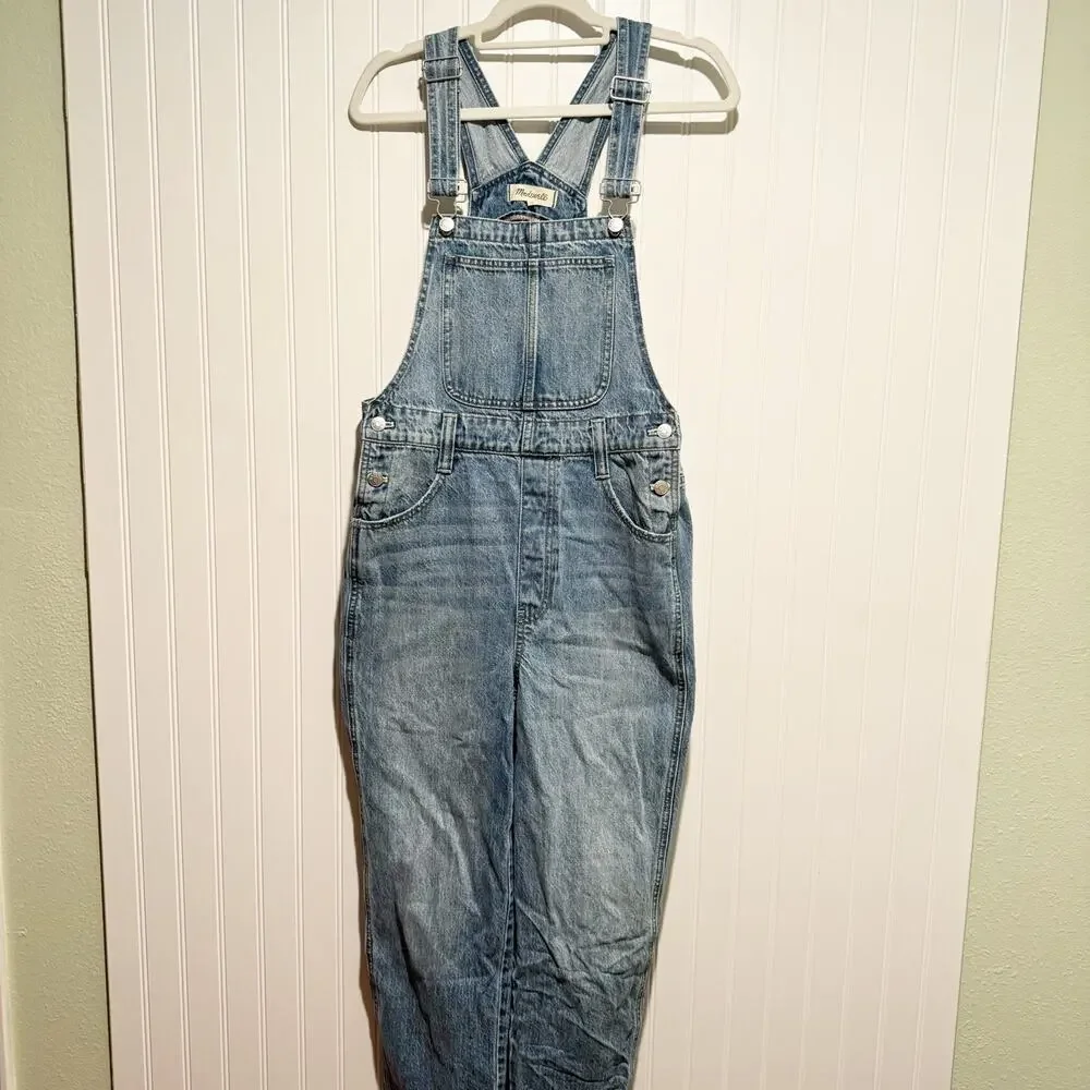 Madewell Denim Baggy Tapered Overalls Size Small - Picture 2 of 6